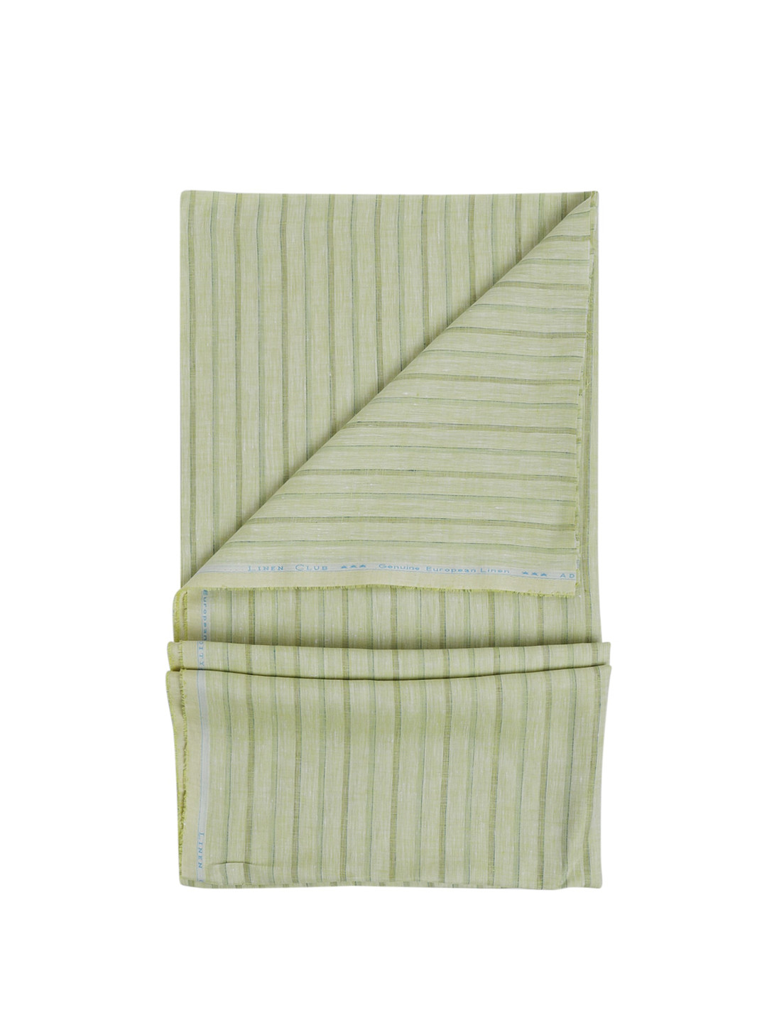 

Linen Club Men Striped Linen Shirt Fabric, Green