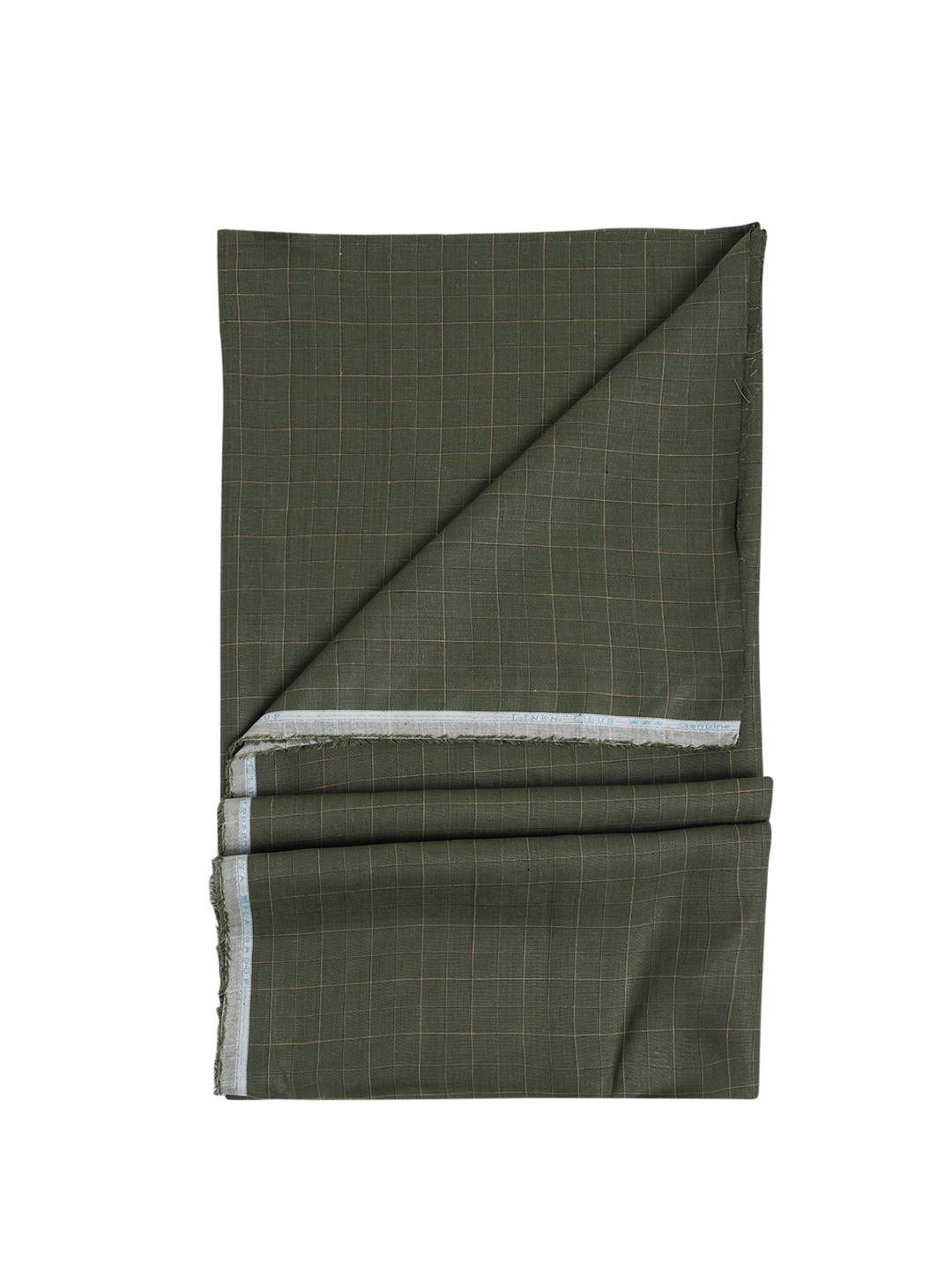 

Linen Club Men Checked Pure Linen Shirt Clothing Fabric, Green