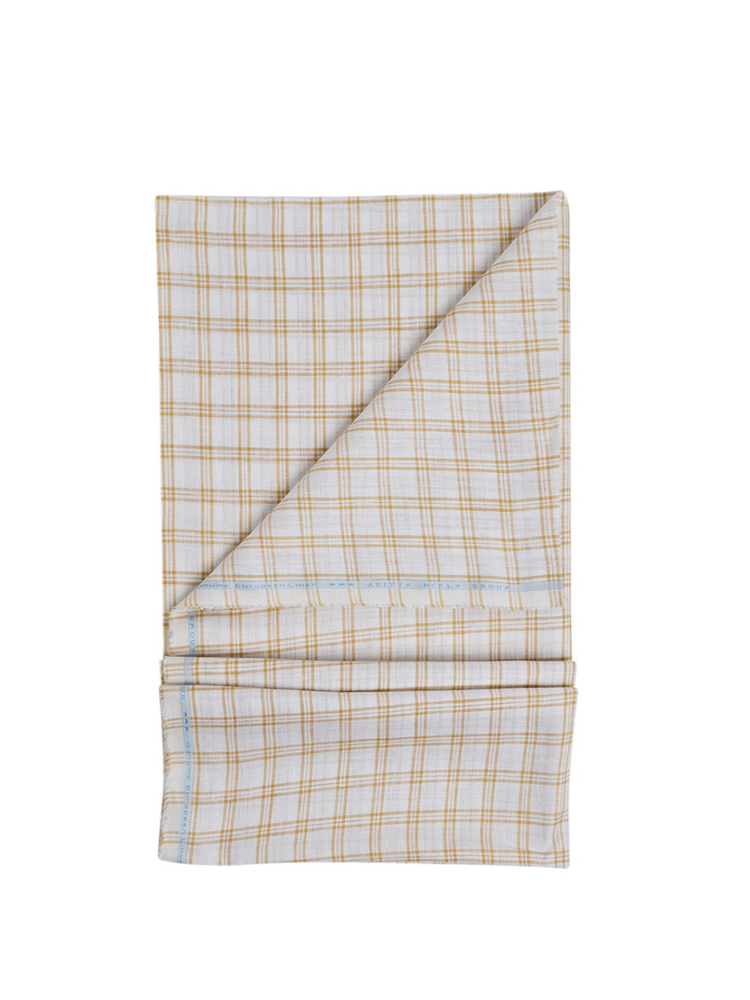 

Linen Club Men Checked Pure Linen Shirt Clothing Fabric, White