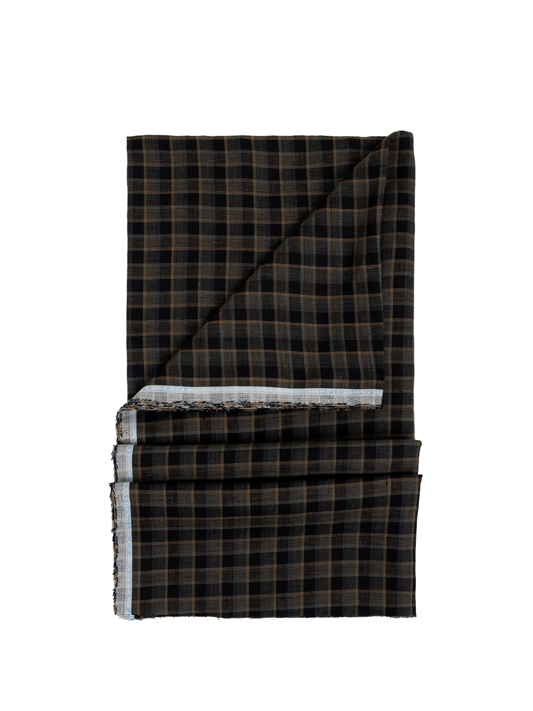 

Linen Club Men Checked Pure Linen Shirt Fabric, Black