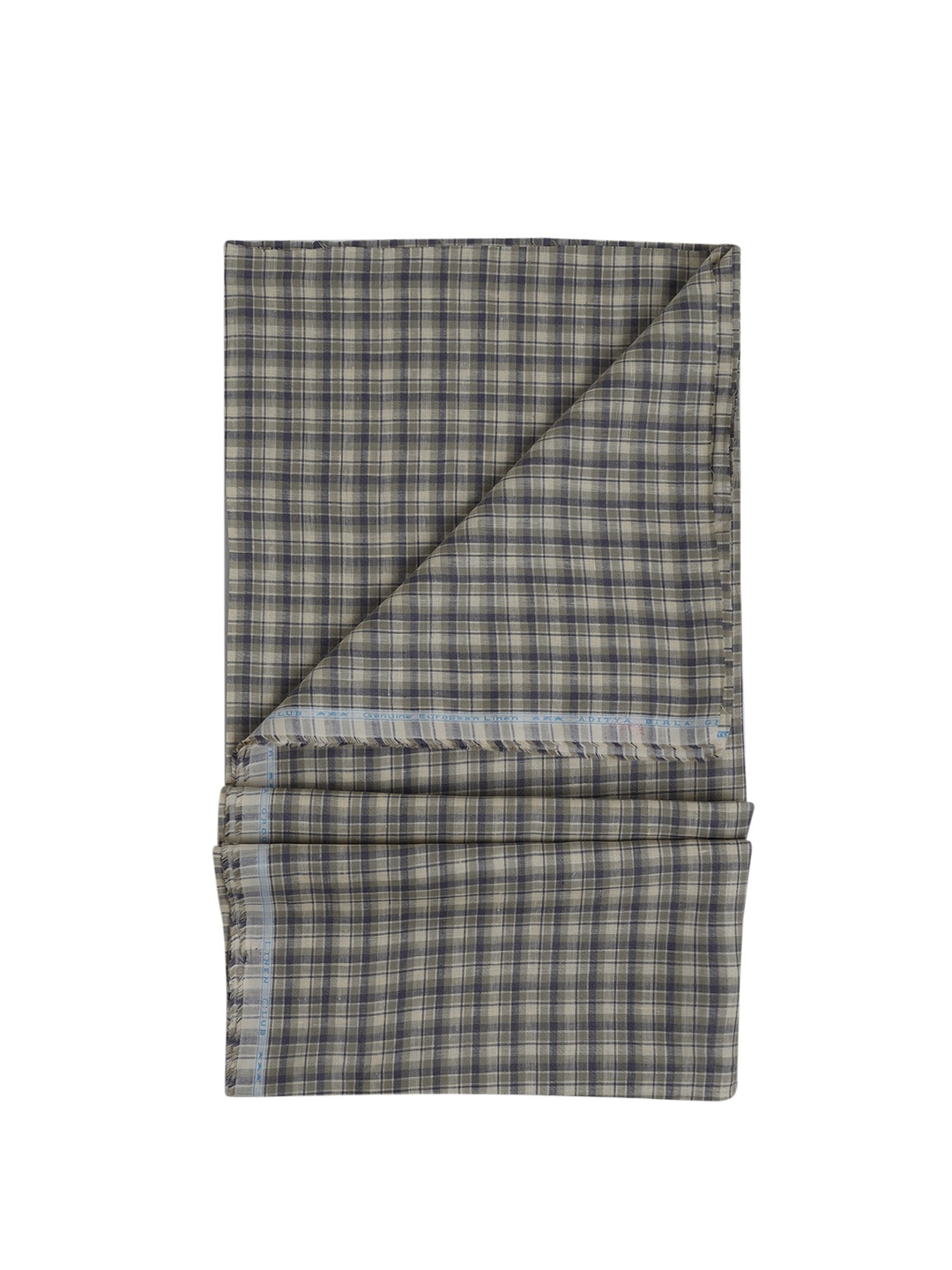 

Linen Club Men Checked Linen Shirt Clothing Fabric, Blue
