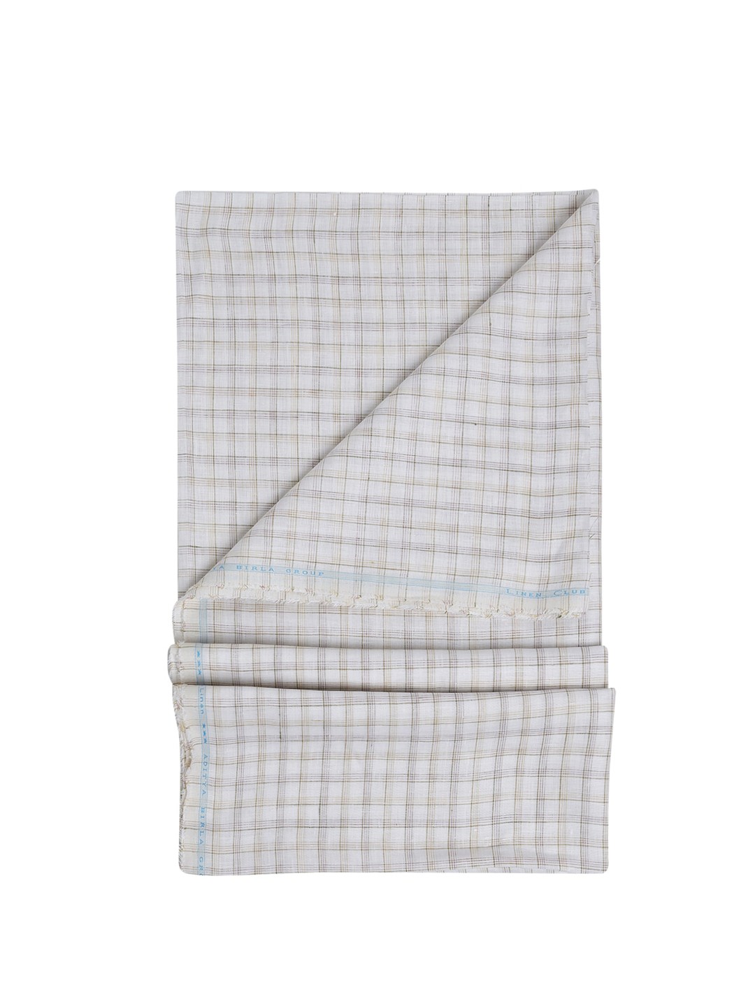 

Linen Club Men Checkered Pure Linen Shirt Clothing Fabric, Off white