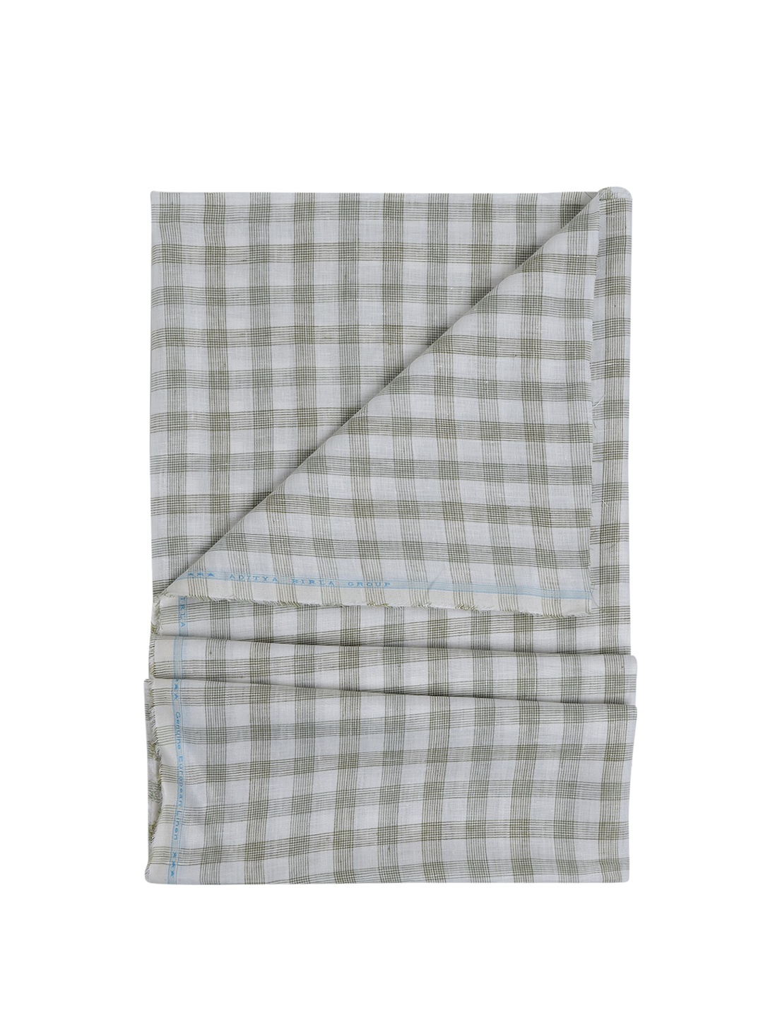 

Linen Club Men Checked Pure Linen Shirt Clothing Fabric, Green