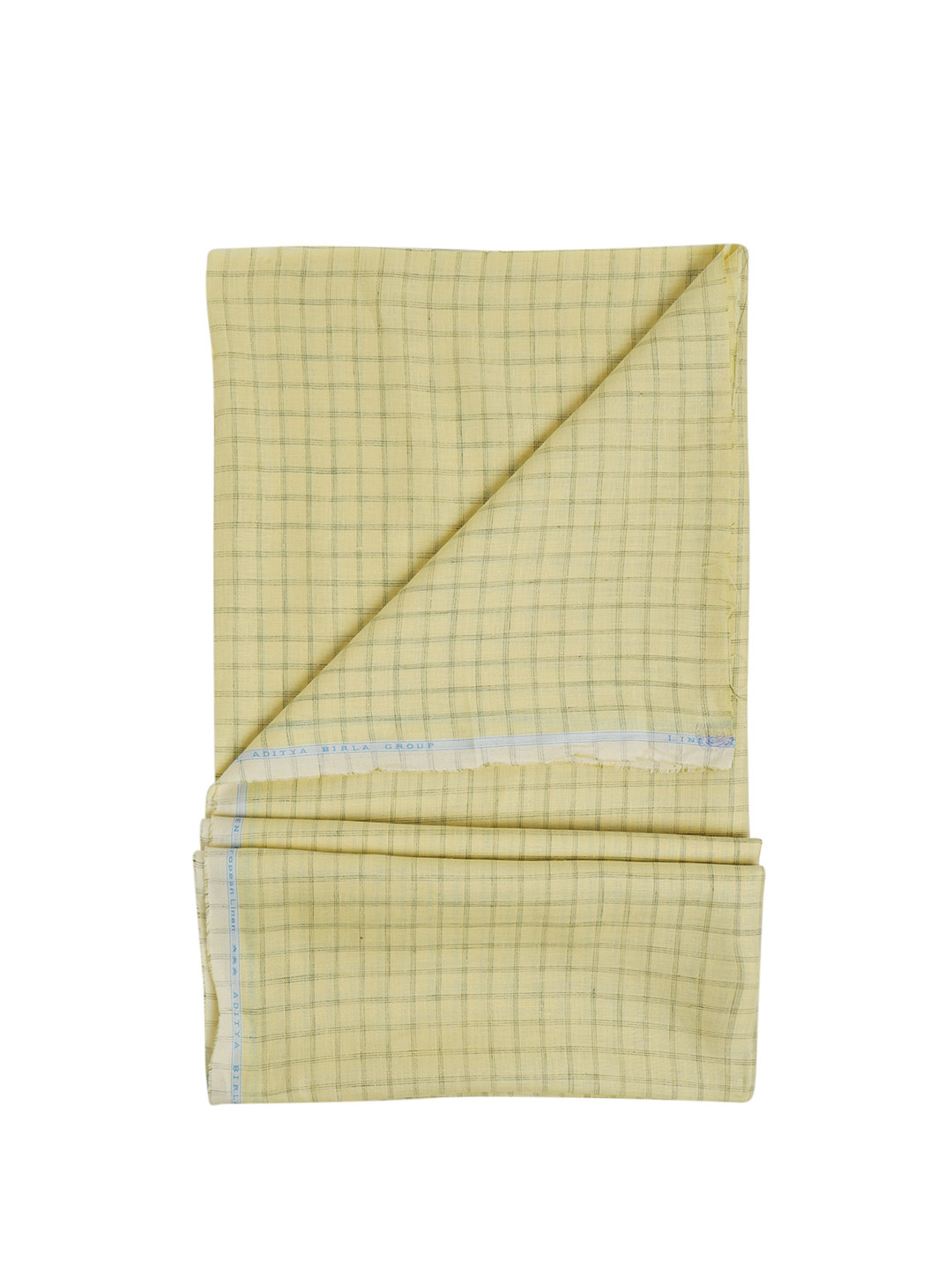 

Linen Club Men Checked Environmental Friendly Pure Linen Shirt Fabric, Yellow