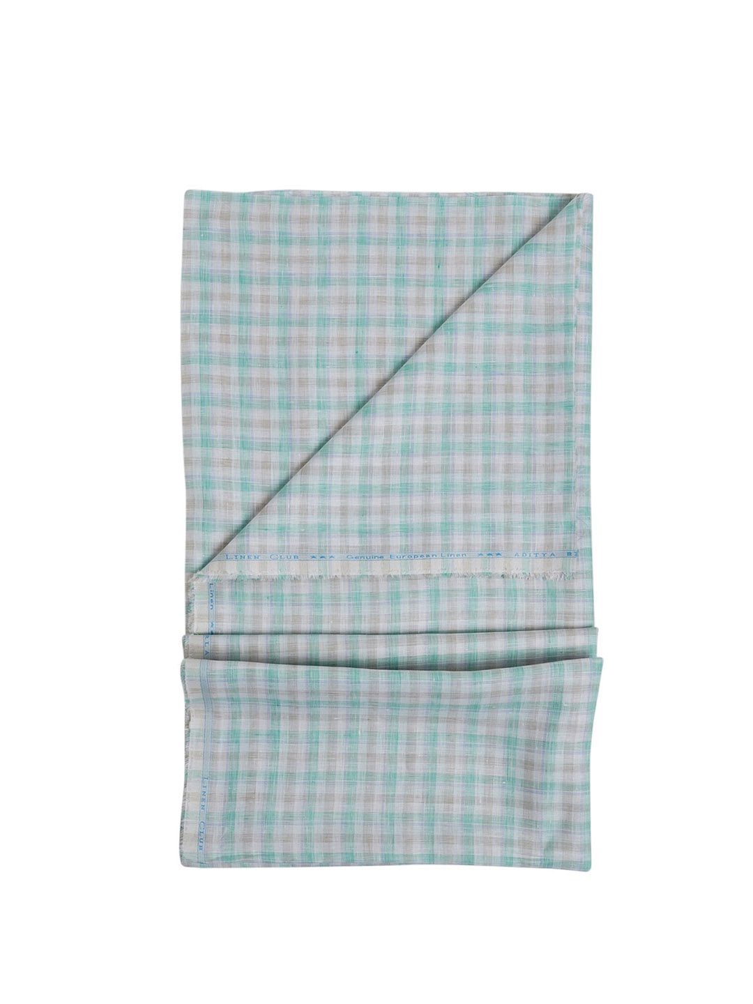 

Linen Club Men Checked Pure Linen Shirt Clothing Fabric, Green