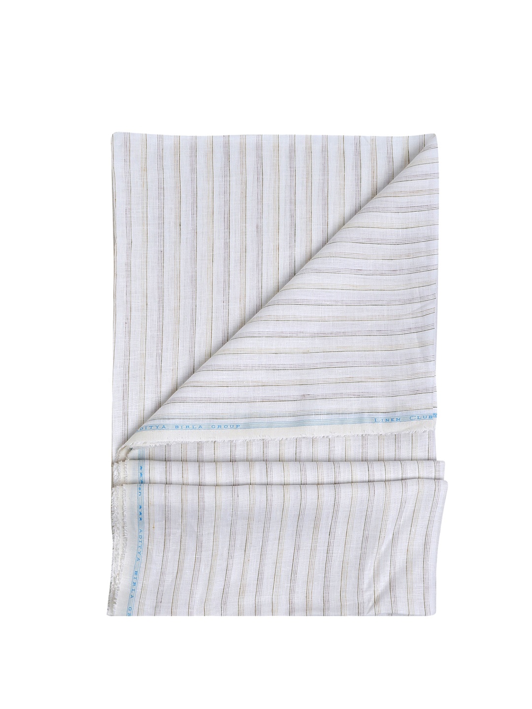 

Linen Club Men Striped Pure Linen Shirt Clothing Fabric, White