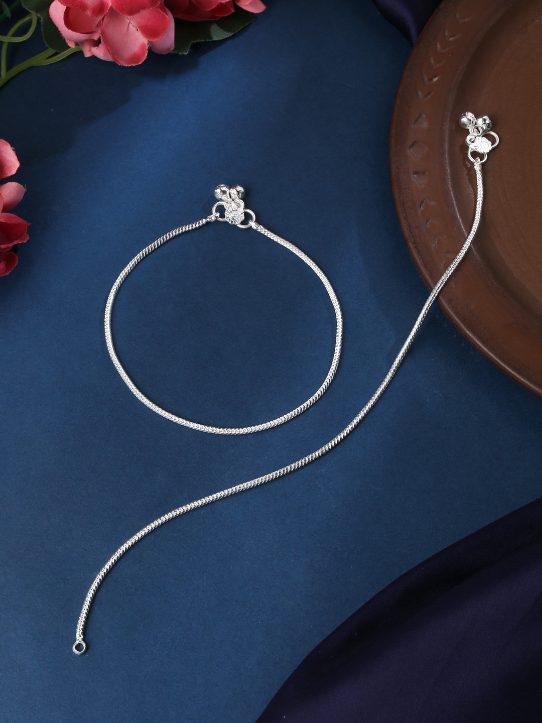 

VIRAASI Set Of 2 Silver-Plated Anklets