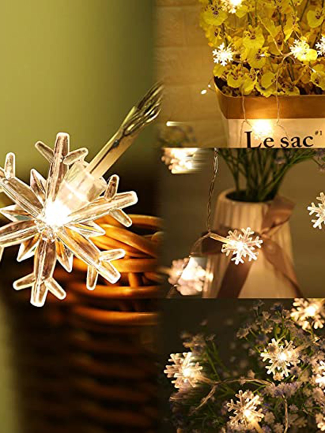 

BS AMOR Off-White Snow-Flake Shaped LED String Lights