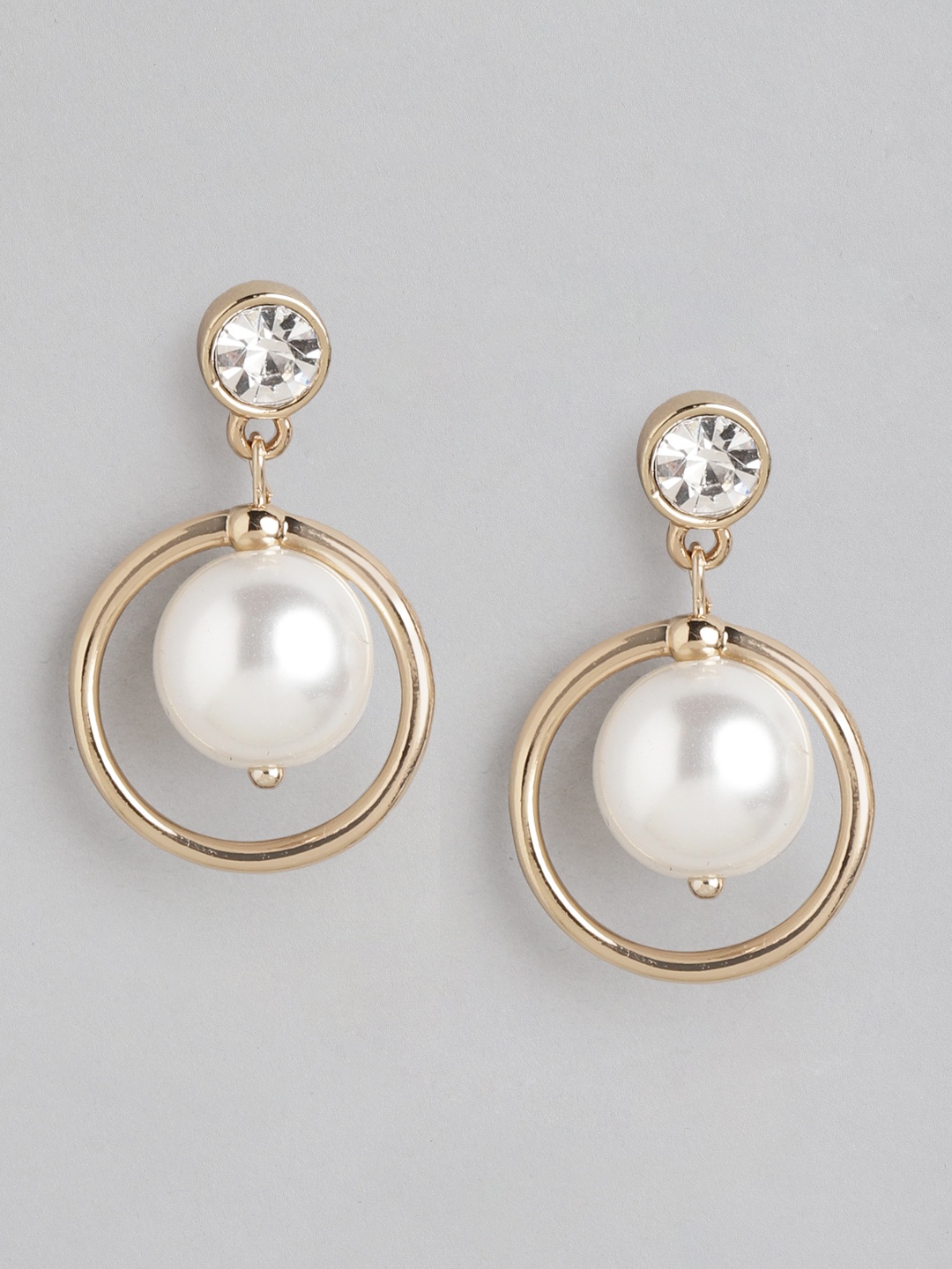 

Forever New Gold-Plated Pearl Circular Drop Earrings, White