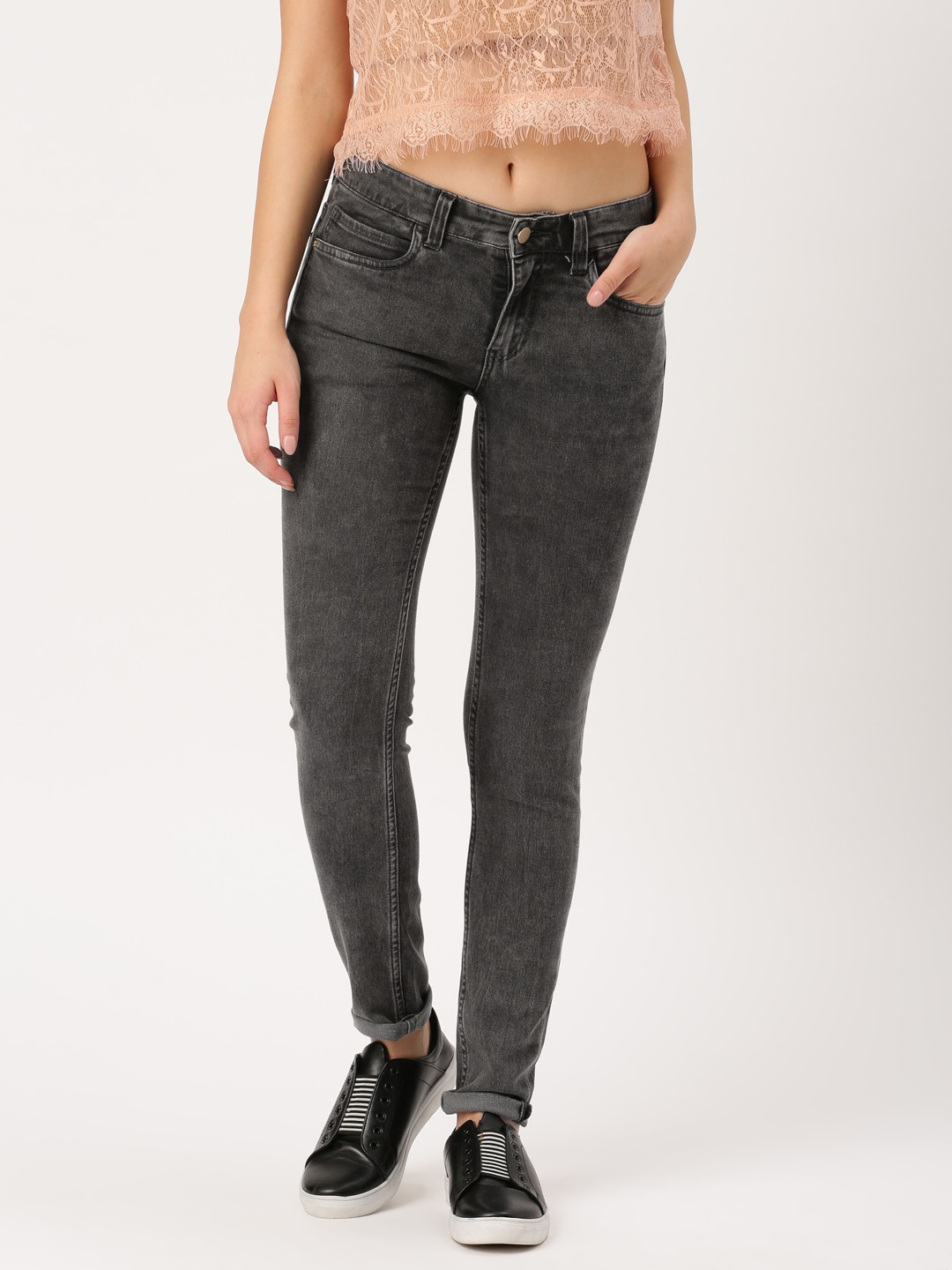 

DressBerry Women Grey Skinny Fit Mid-Rise Clean Look Stretchable Jeans