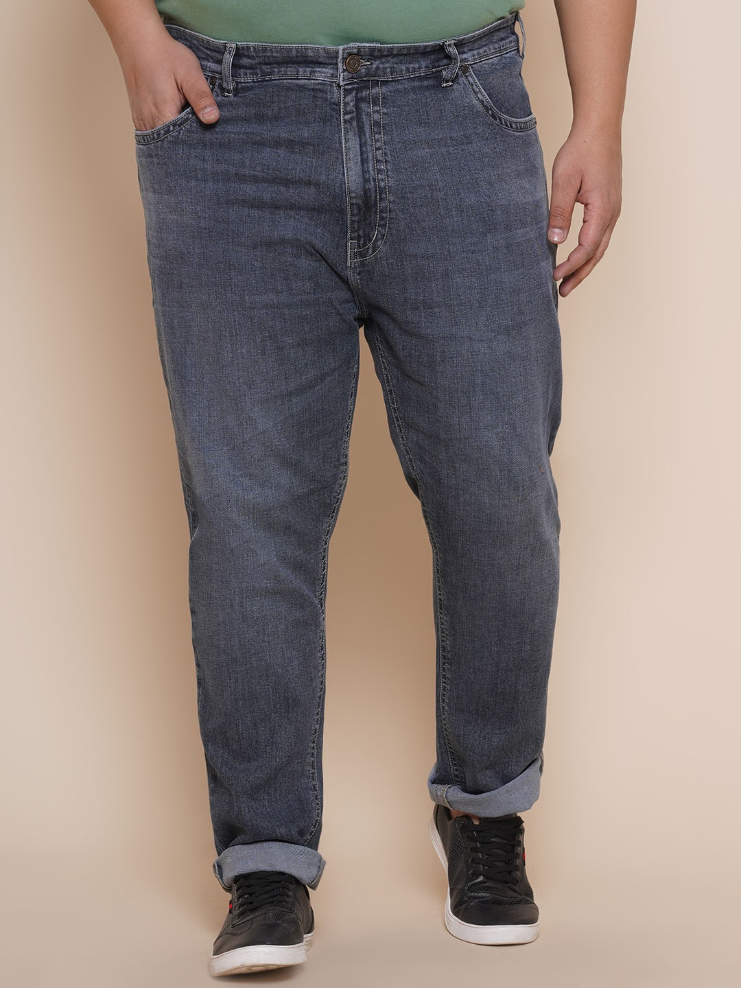 

John Pride Men Plus Size Mid-Rise Stretchable Light Fade Jeans, Blue