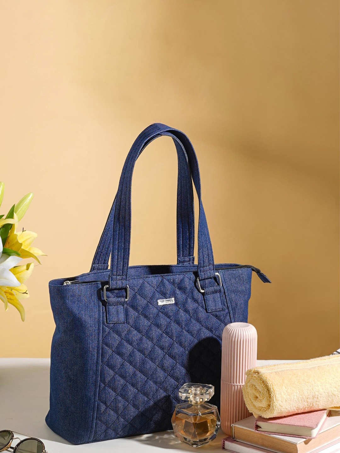 

Nestasia Structured Cotton Handheld Bag, Blue