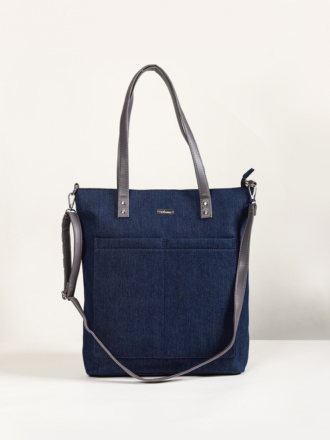 

Nestasia Denim Shopper Tote Bag, Navy blue
