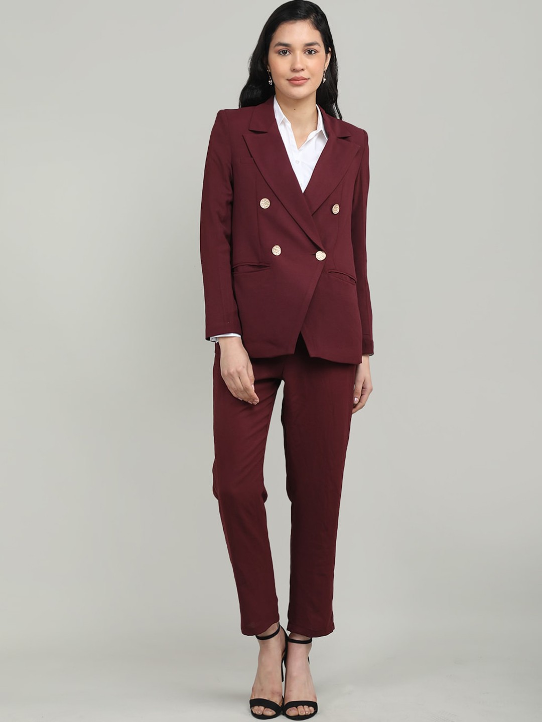 

Dlanxa Women Double-Breasted 2-Piece Formal Suit, Maroon