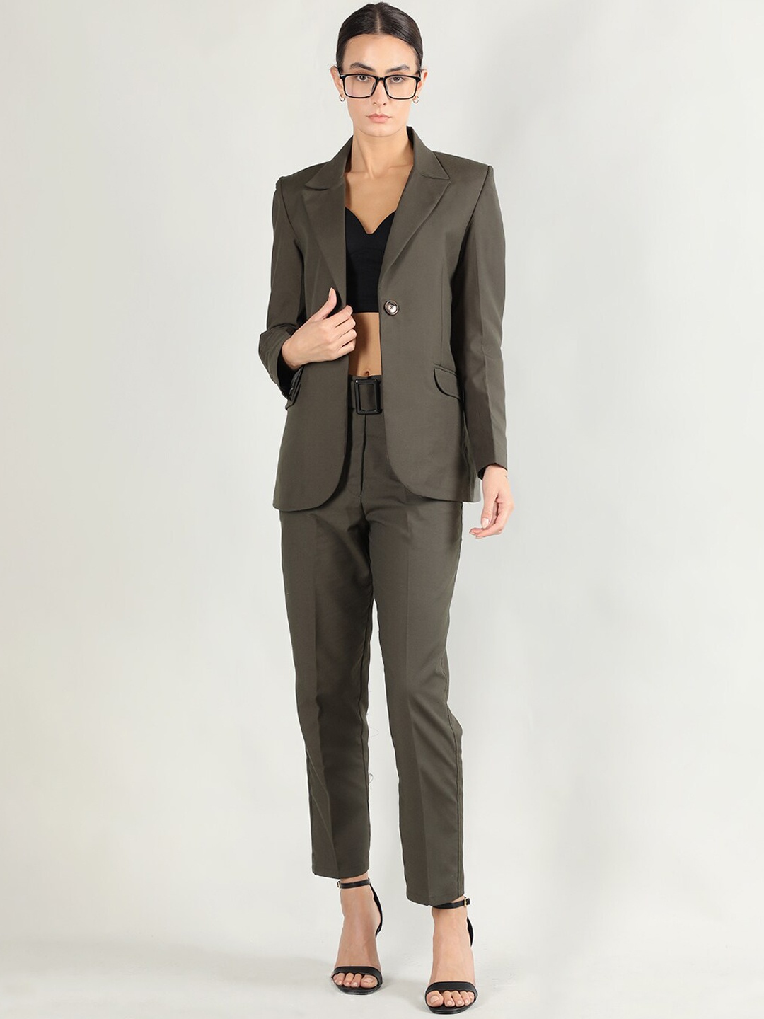 

DLANXA Two-Piece Single-Breasted Formal Suit, Olive