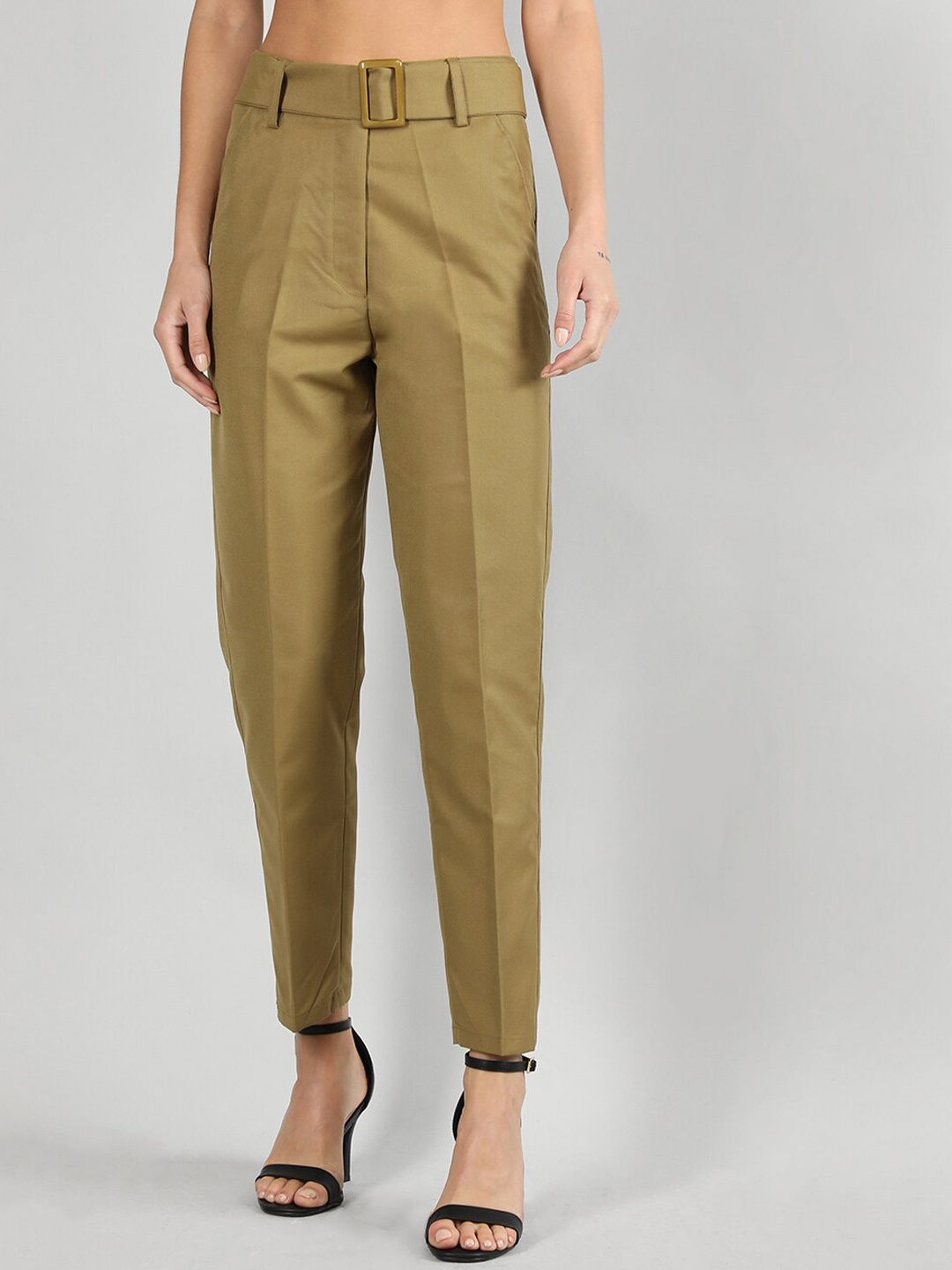 

Dlanxa Women Mid Rise Wrinkle Free Formal Trousers, Khaki