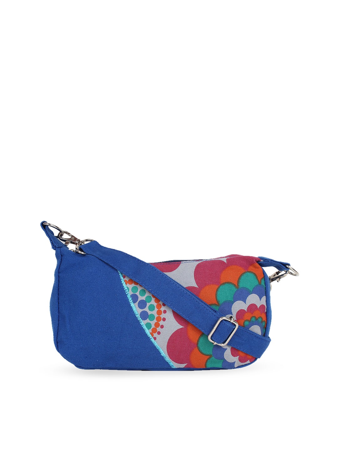 

Anekaant Floral Printed Structured Sling Bag, Blue