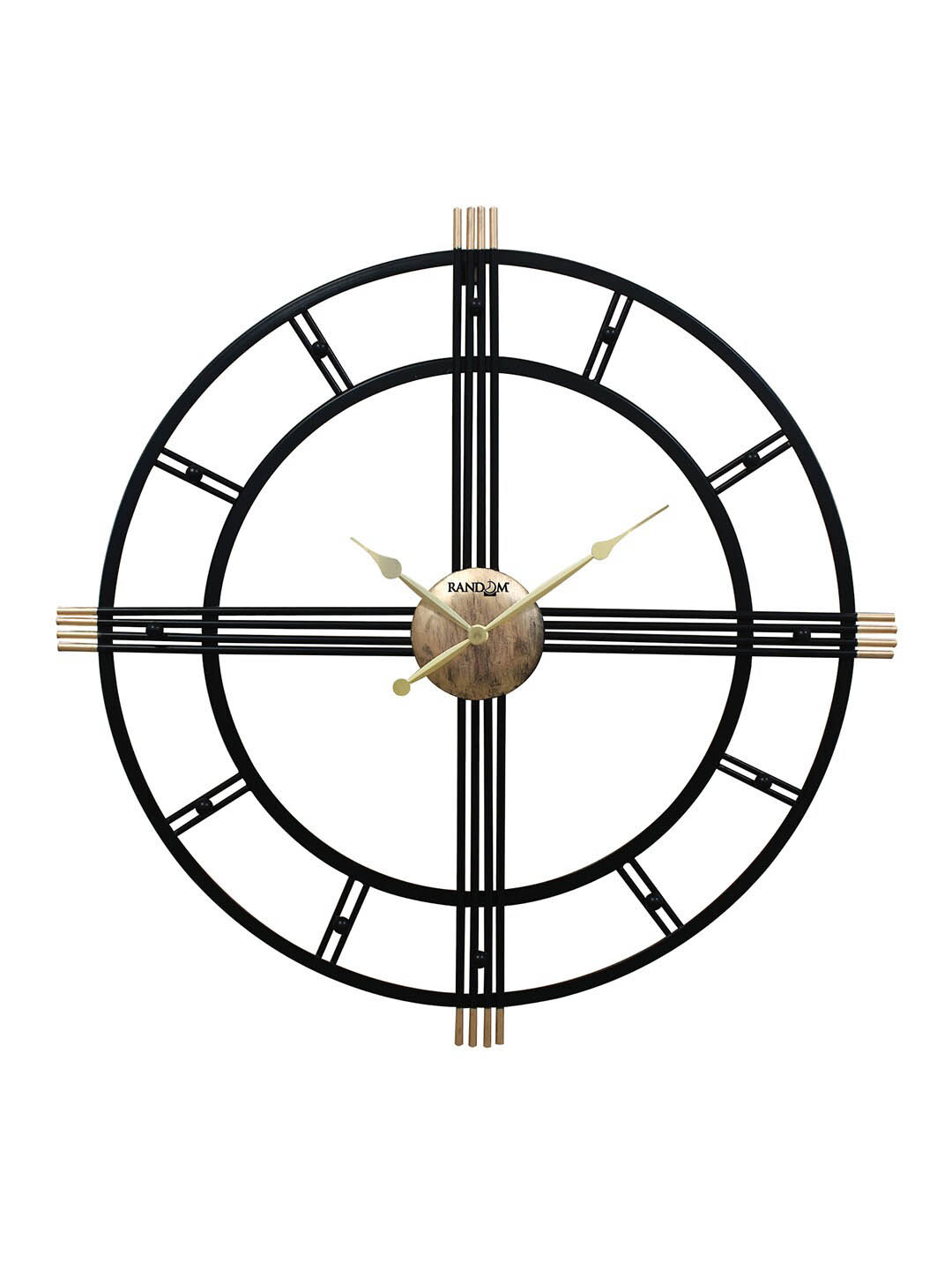 

RANDOM Black & Gold-Toned Analogue Contemporary Metal Wall Clock