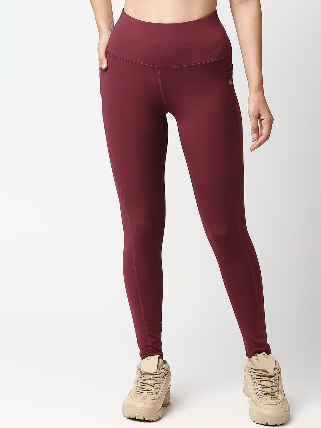 

Soie Women High Waist Ankle Length Quick Dry Moisture Wicking Activewear Sports Tights, Maroon