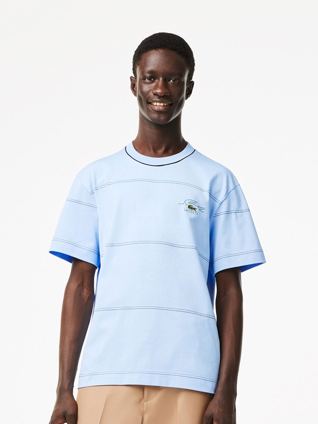 

Lacoste Striped Pure Cotton T-shirt, Blue