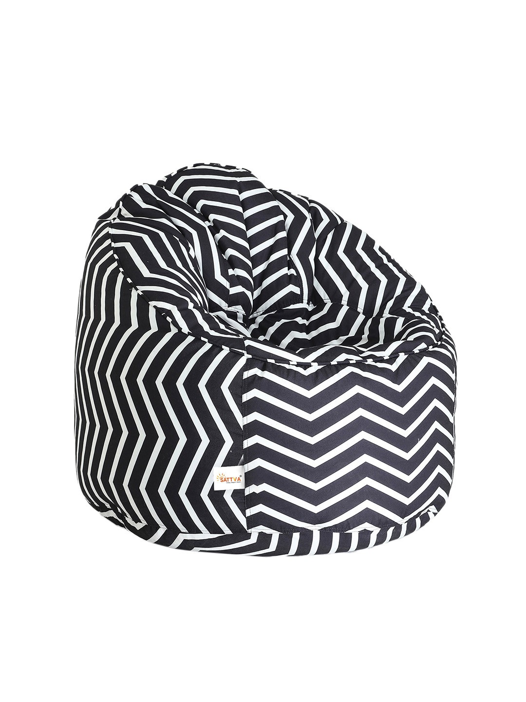 

Sattva Muddha Black & White Zig Zag Printed Bean Bag Cover