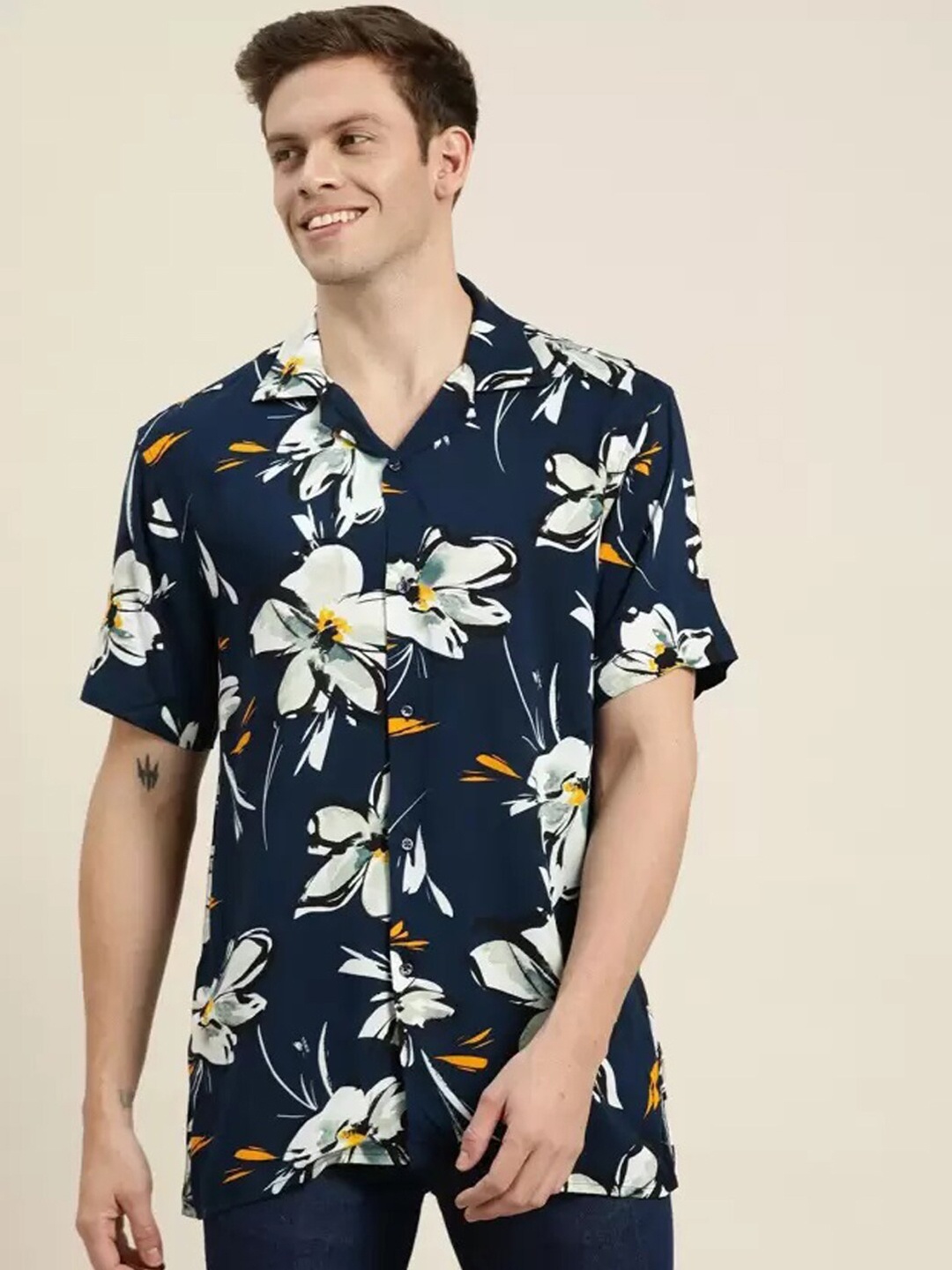 

Hancock Relaxed Floral Printed Casual Shirt, Navy blue