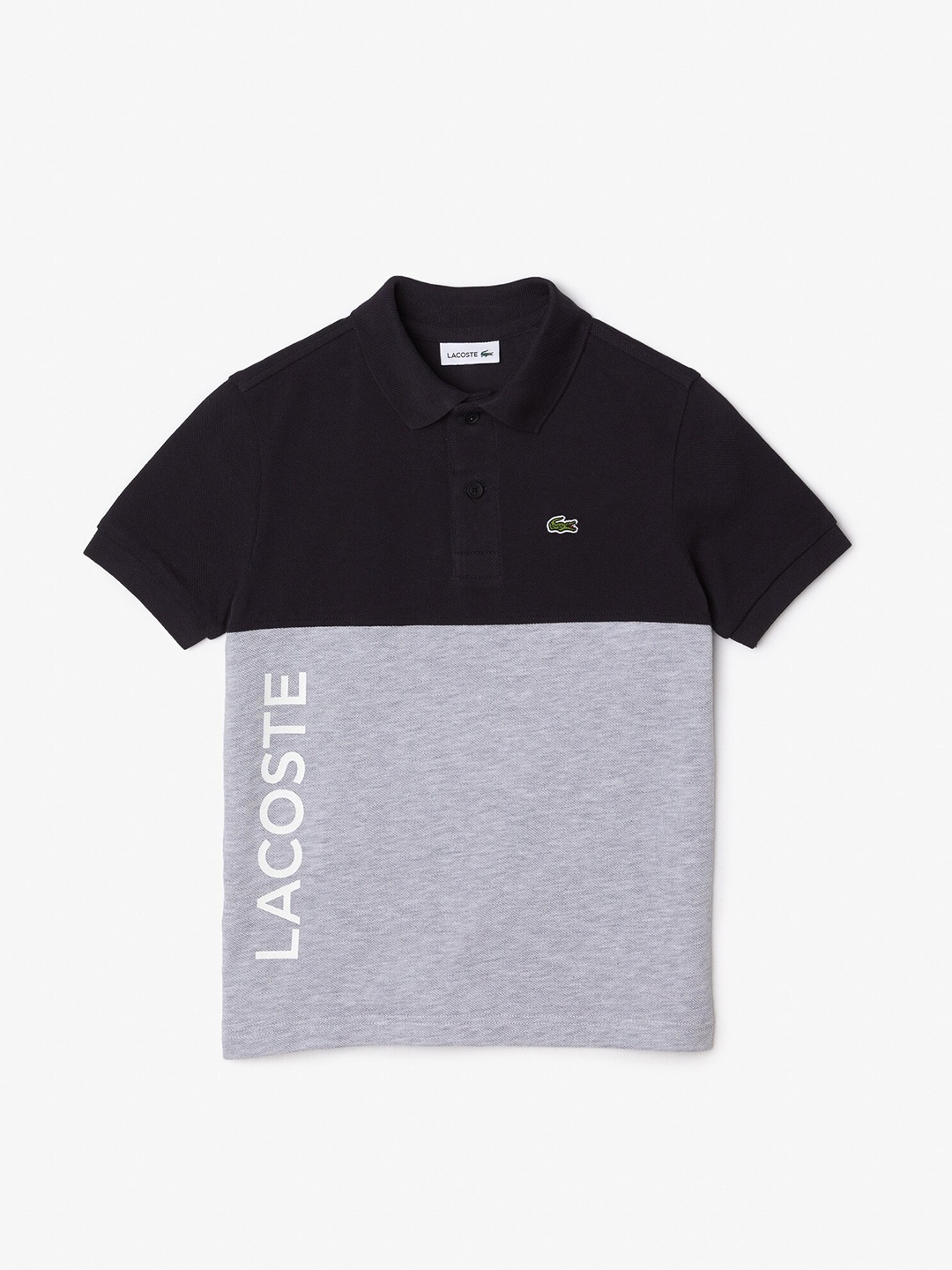 

Lacoste Boys Colourblocked Polo Collar Cotton T-shirt, Black