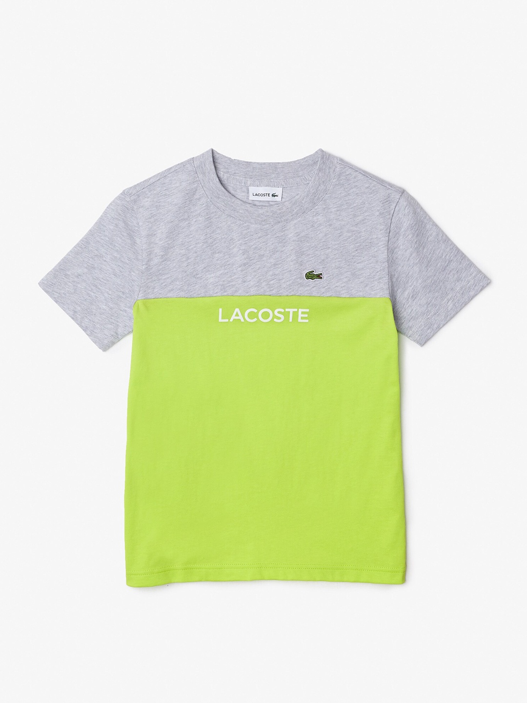 

Lacoste Boys Colourblocked Typography Printed Round Neck Pure Cotton T-shirt, Green