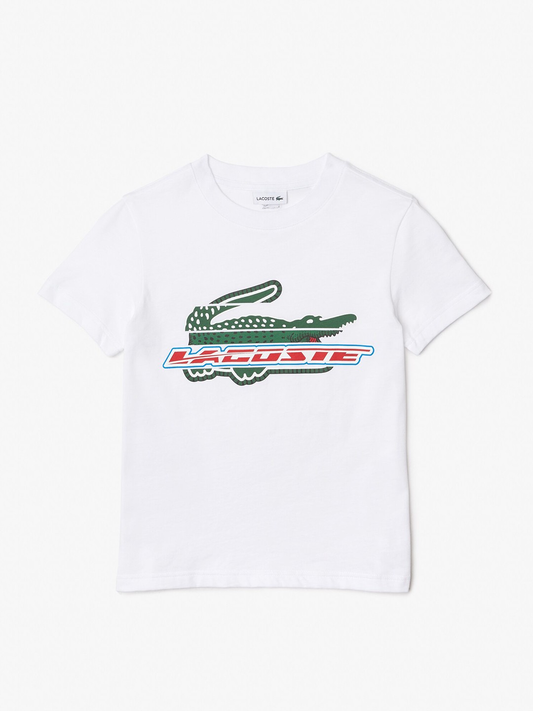 

Lacoste Boys Graphic Printed Round Neck Pure Cotton T-shirt, White