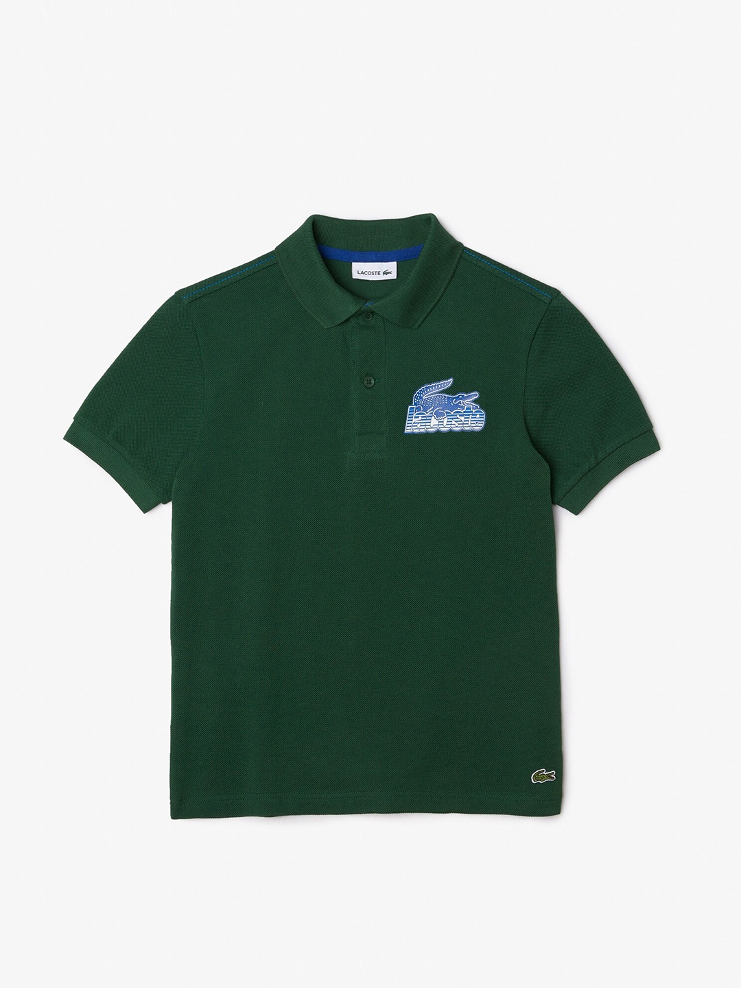 

Lacoste Boys Pique Brand Logo Printed Polo Collar Pure Cotton T-shirt, Green