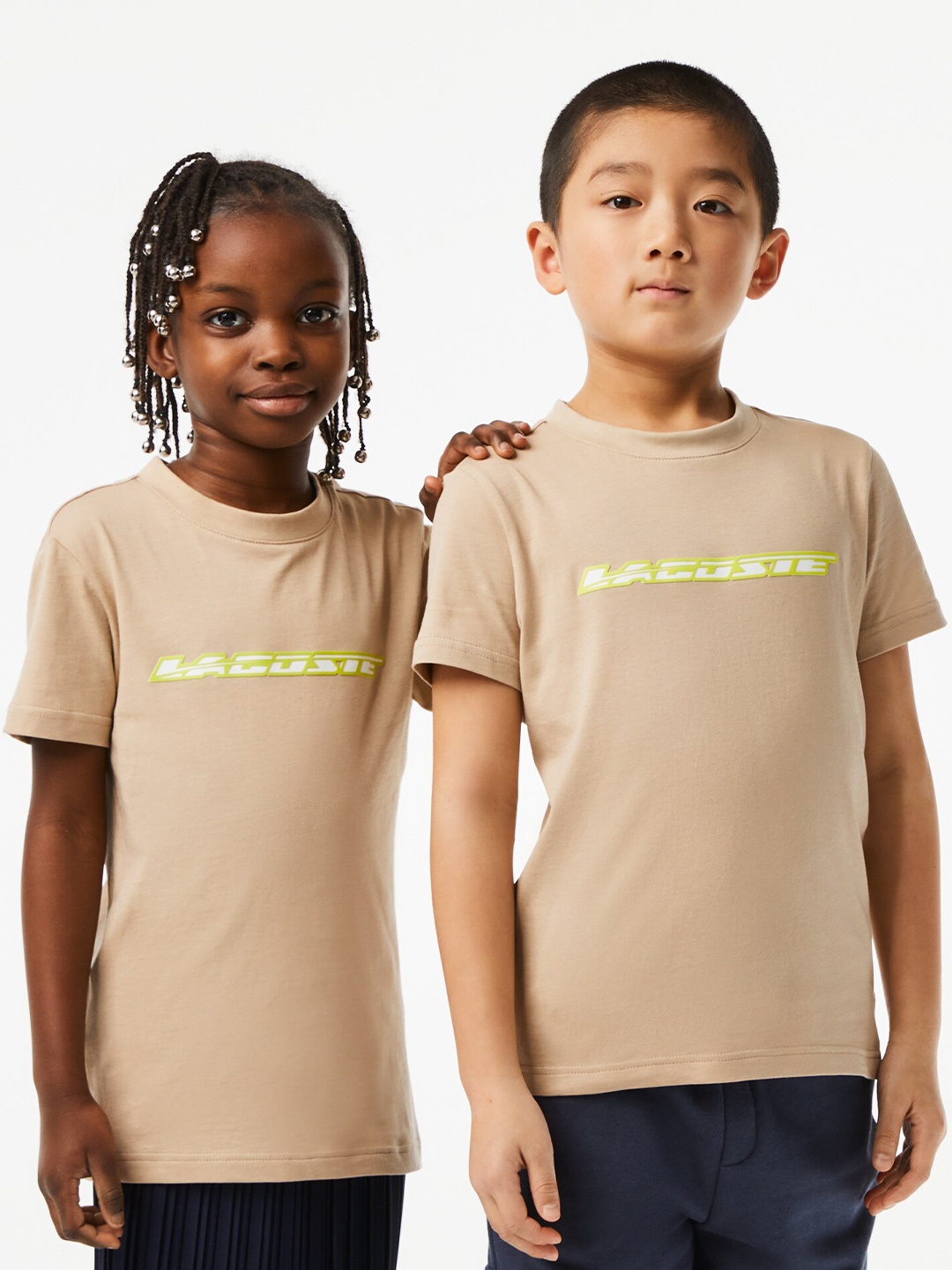 

Lacoste Printed Pure Cotton Round Neck Regular Fit T-shirt, Beige