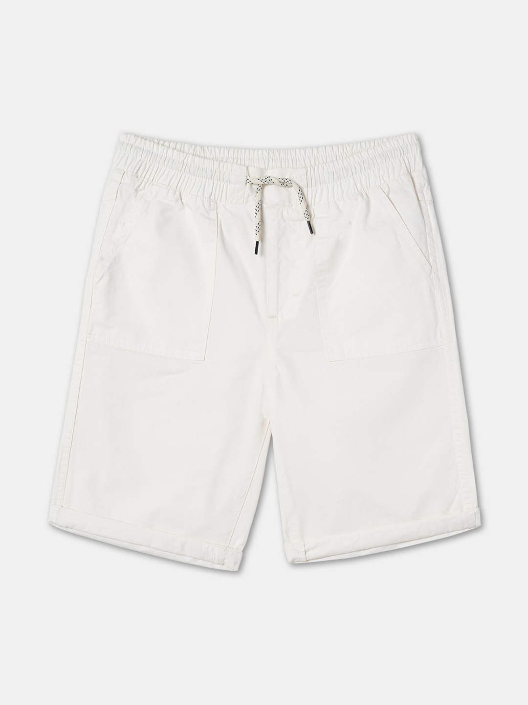 

R&B Boys Mid Rise Cotton Shorts, Cream