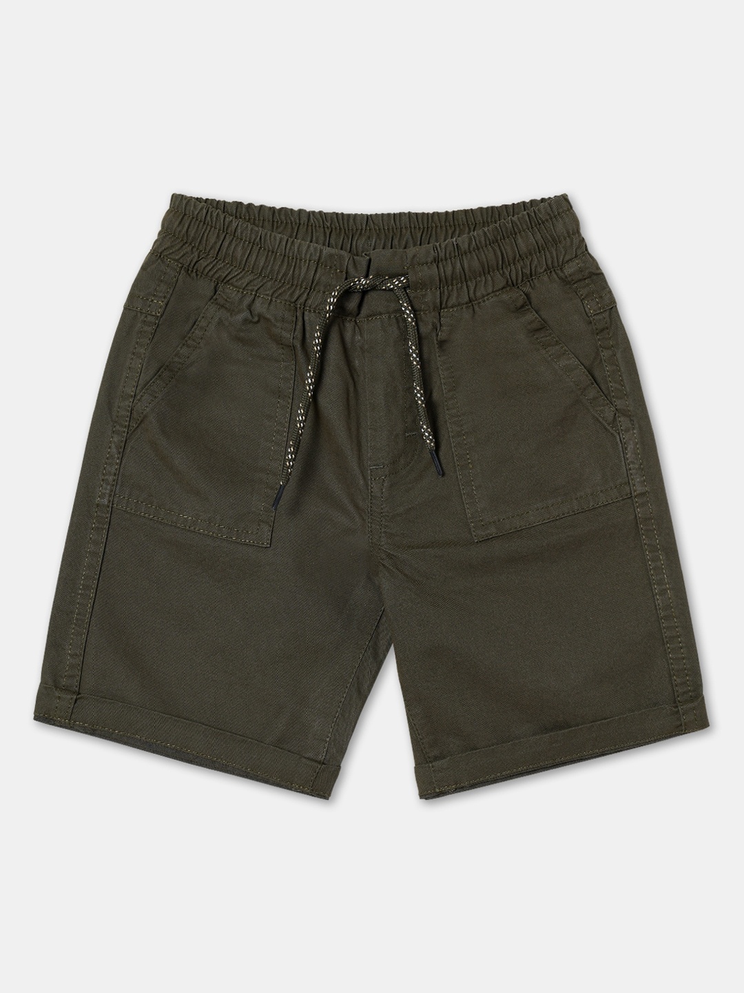 

R&B Boys Cotton Mid-Rise Regular Fit Shorts, Olive