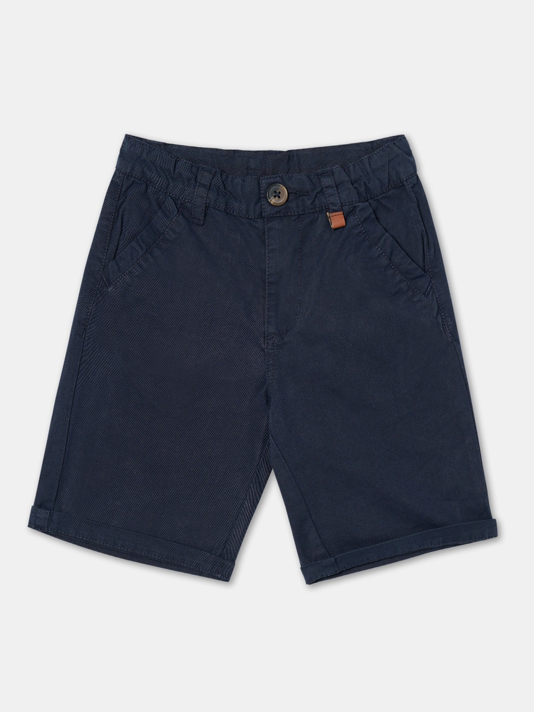 

R&B Boys Mid Rise Cotton Shorts, Navy blue