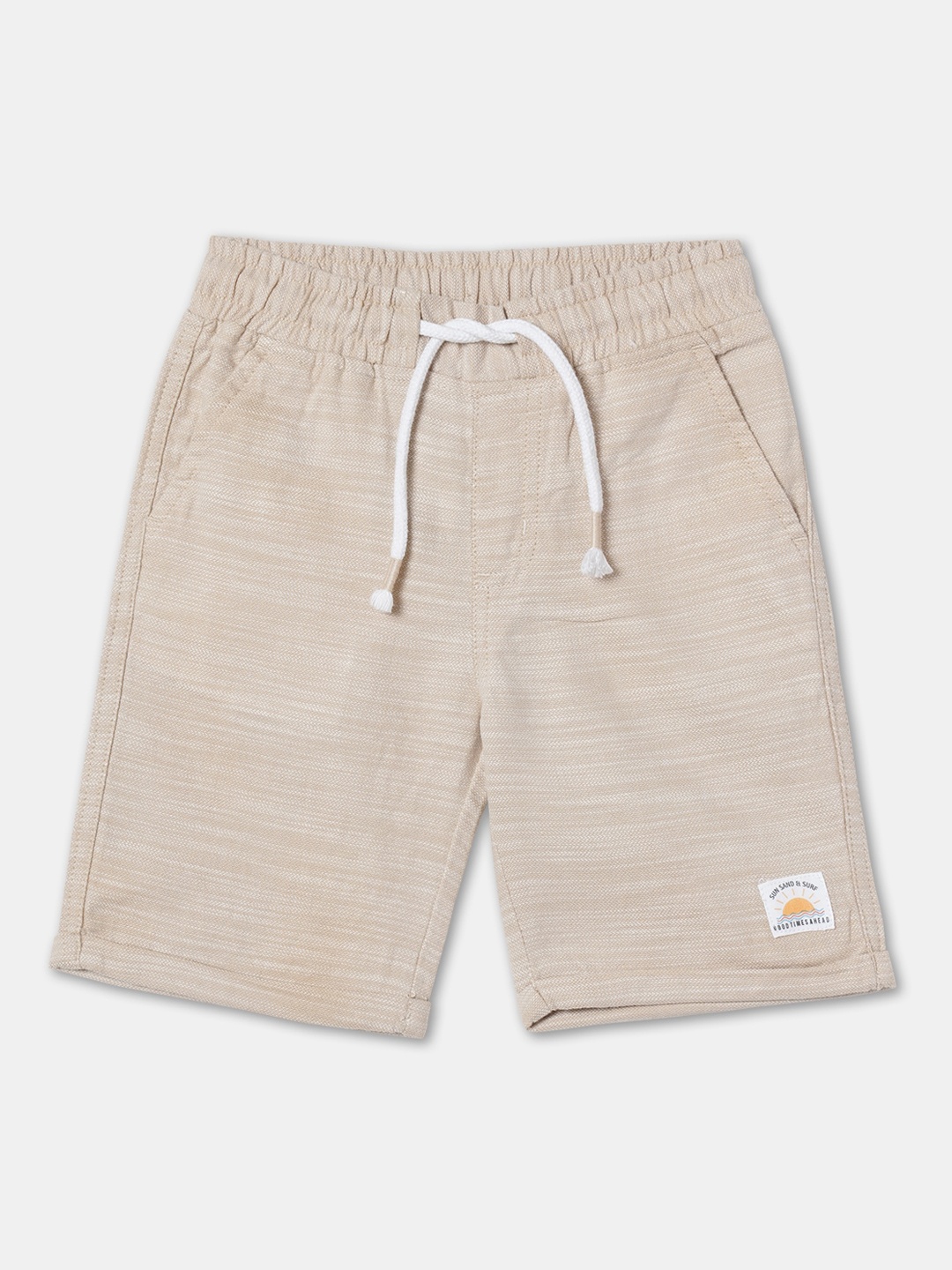 

R&B Boys Cotton Mid-Rise Regular Fit Shorts, Beige