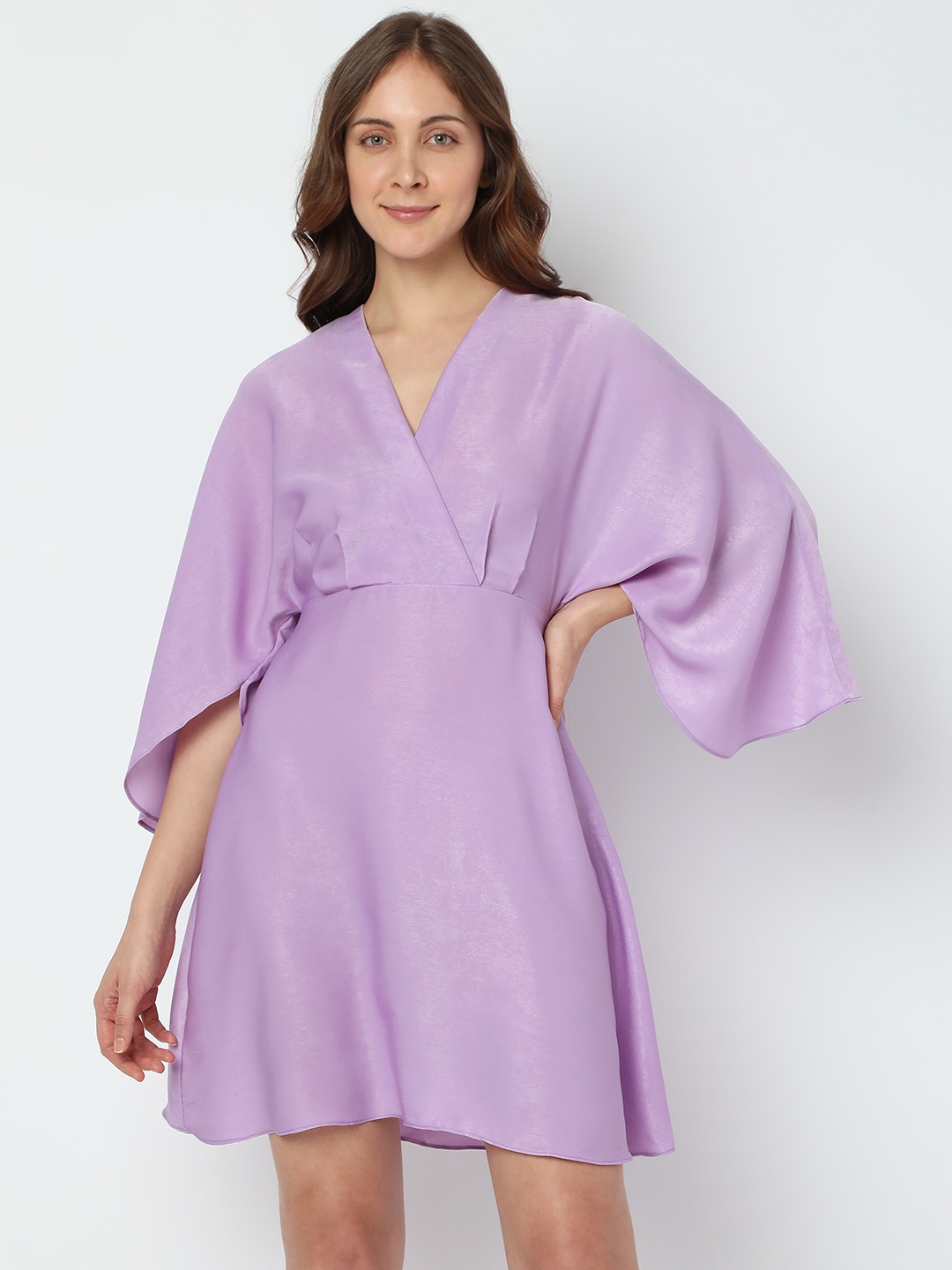 

Vero Moda V-Neck Flared Sleeves Dress, Purple