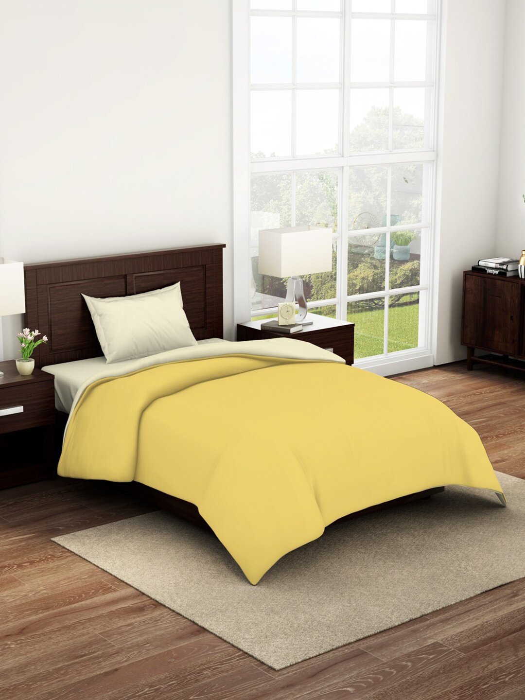 

SPACES Essentials Yellow Pure Cotton AC Room 120 GSM Single Bed Quilt