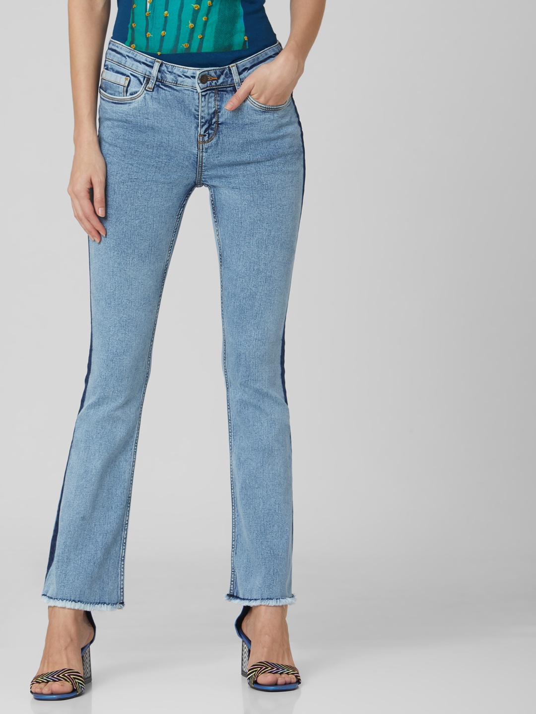 

Vero Moda Women High-Rise Heavy Fade Cotton Jeans, Blue