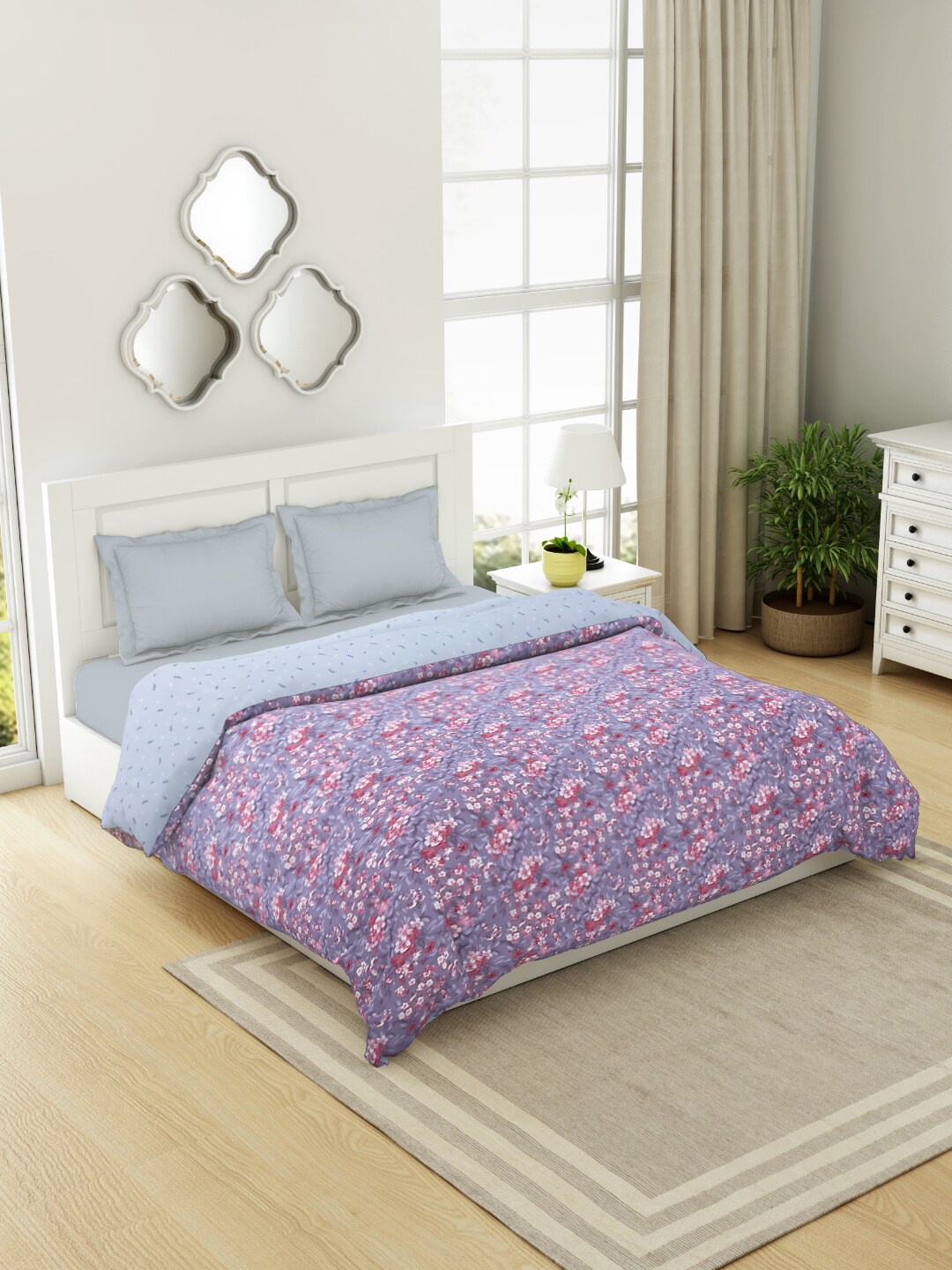 

Welspun Purple & Blue Floral Microfiber AC Room 120 GSM Double Bed Dohar