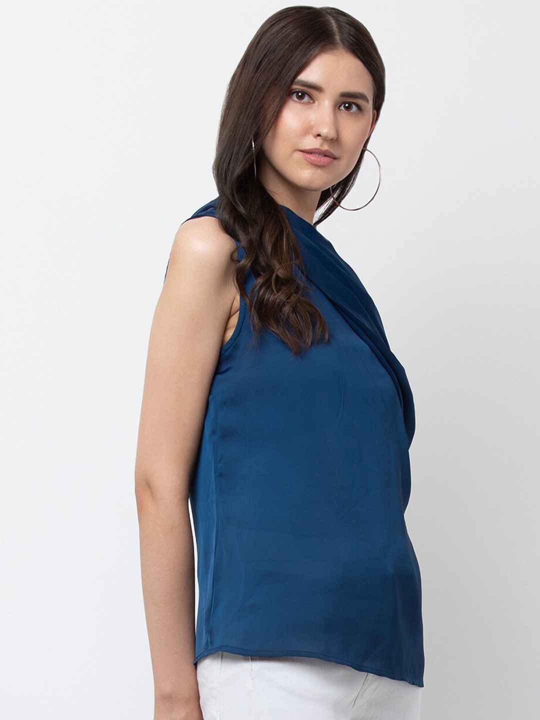 

DODO & MOA One Shoulder Chiffon Top, Blue