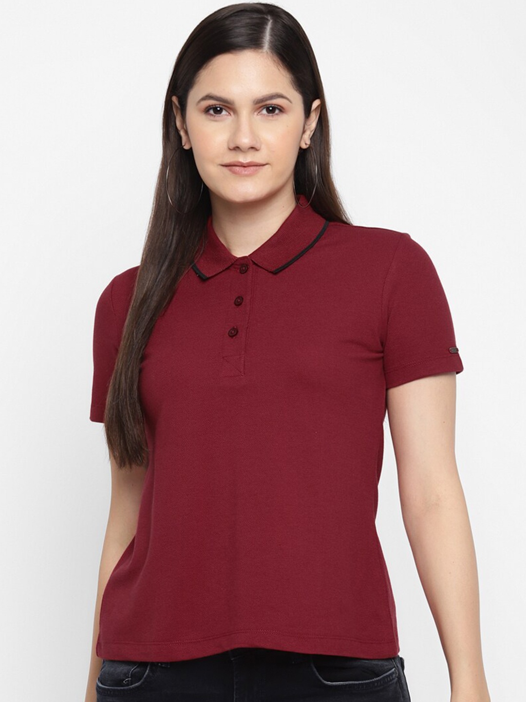 

LAMOURE BY RED CHIEF Short Sleeves Polo Collar T-shirt, Maroon