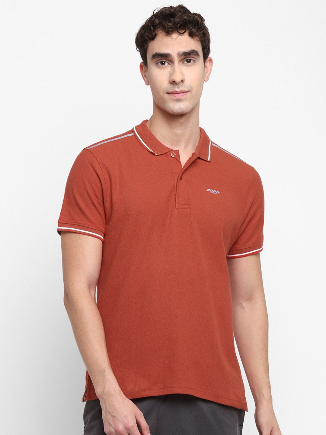 

FURO by Red Chief Men Polo Collar T-shirt, Rust