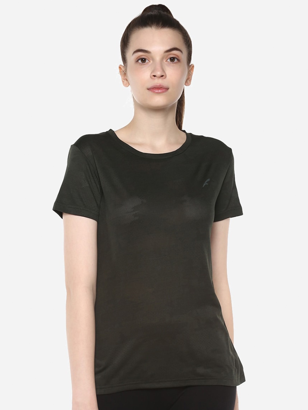 

FURO by Red Chief Self Design Regular Fit Training or Gym Sports T-shirt, Olive