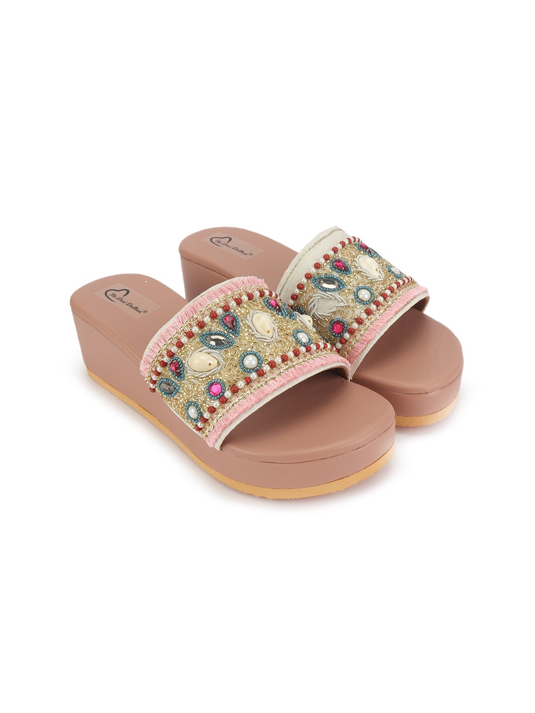 

The Desi Dulhan Ethnic Embellished Open Toe Wedges, Gold