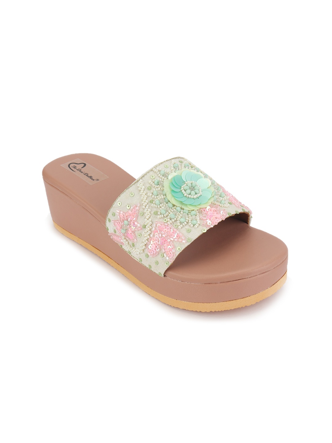 

The Desi Dulhan Ethnic Embellished Open Toe Wedges, Sea green