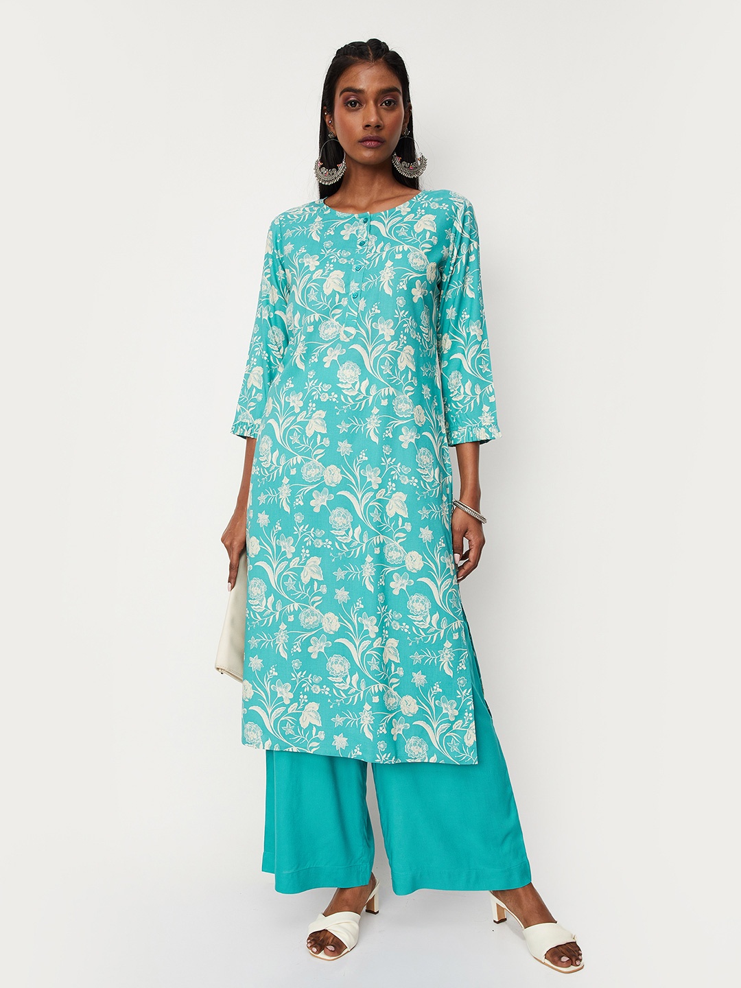 

max Women Teal Ethnic Palazzos