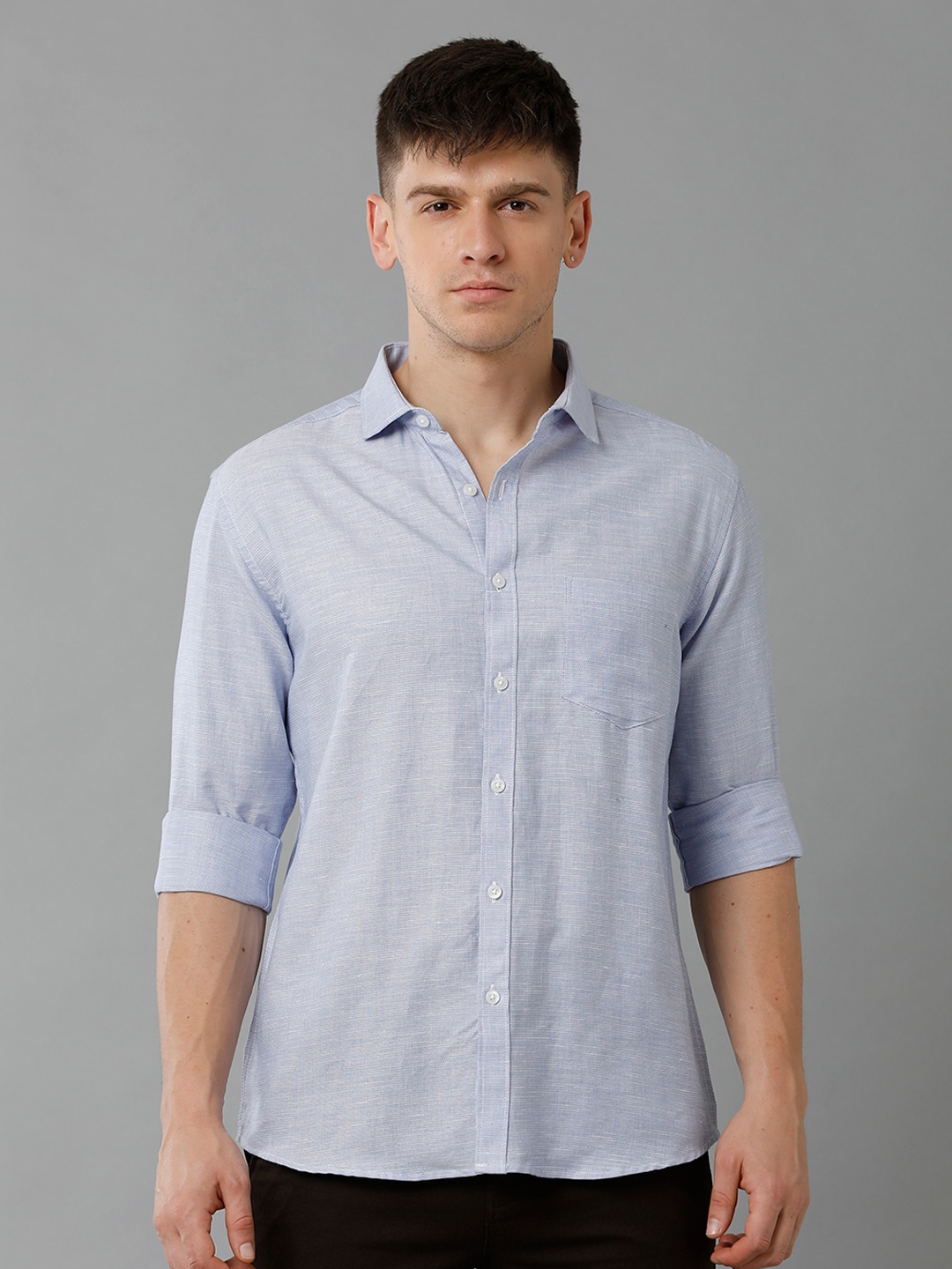 

YOVISH Spread Collar Cotton Casual Shirt, Blue