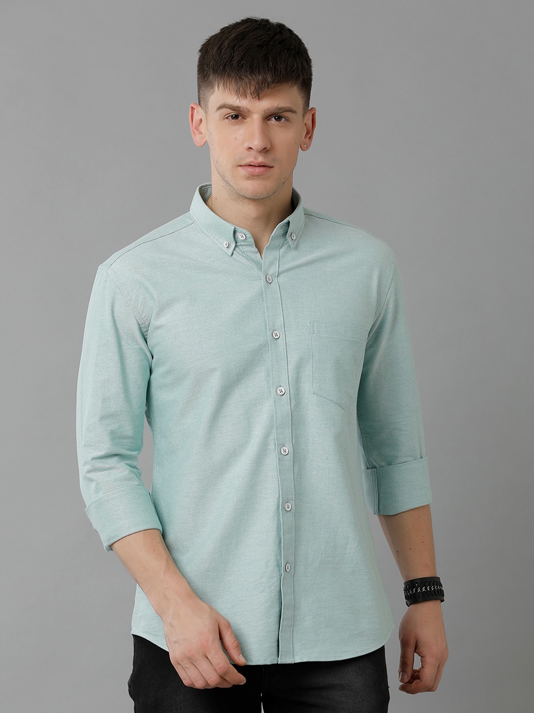 

YOVISH Premium Button-Down Collar Casual Pure Cotton Shirt, Sea green
