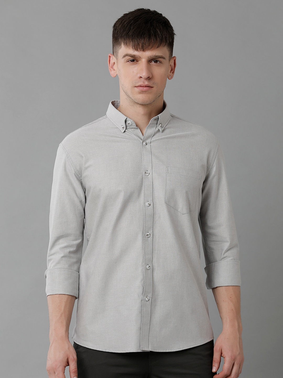

YOVISH Spread Collar Cotton Casual Shirt, Grey