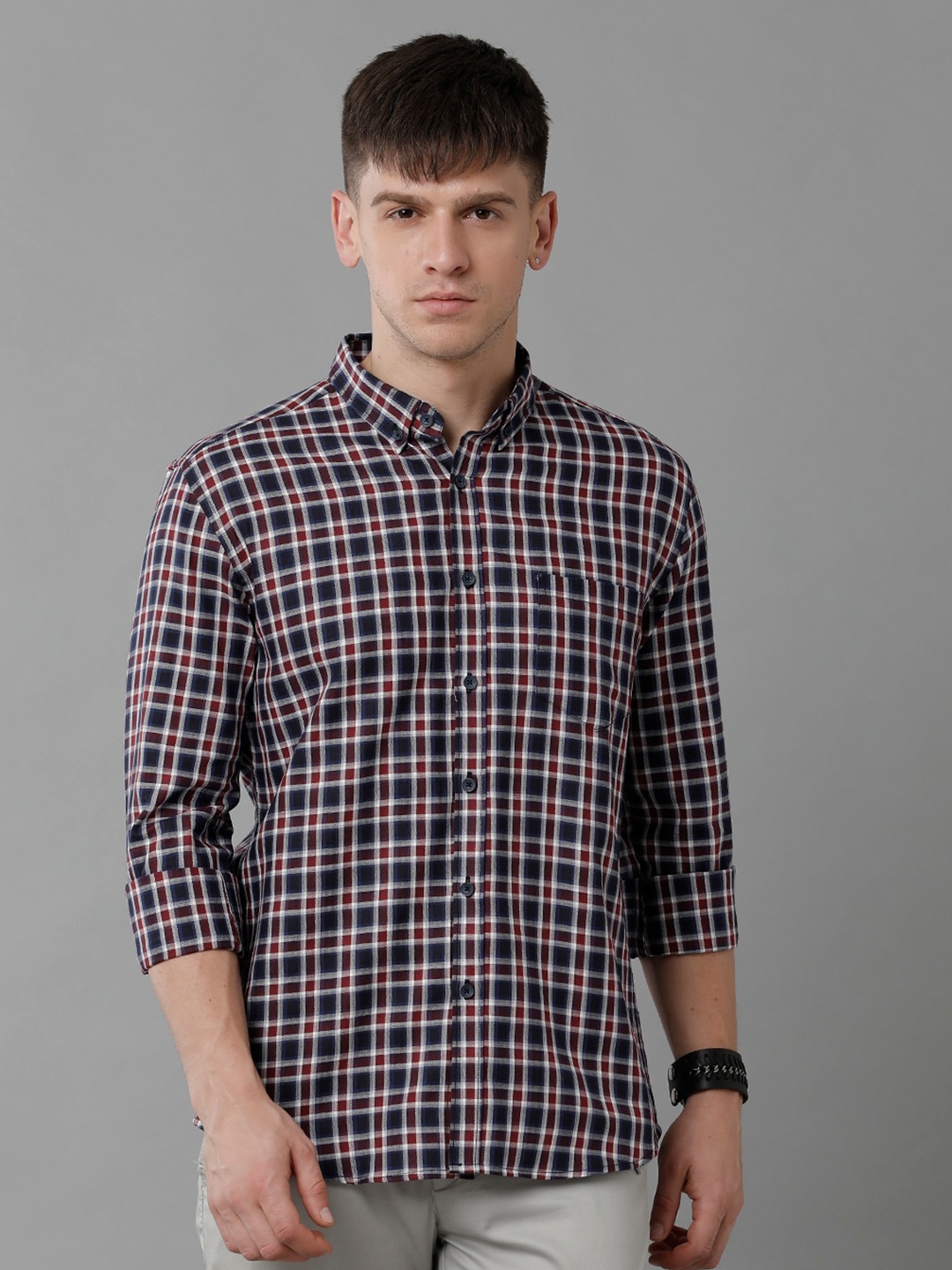 

YOVISH Premium Tartan Checked Casual Shirt, Maroon
